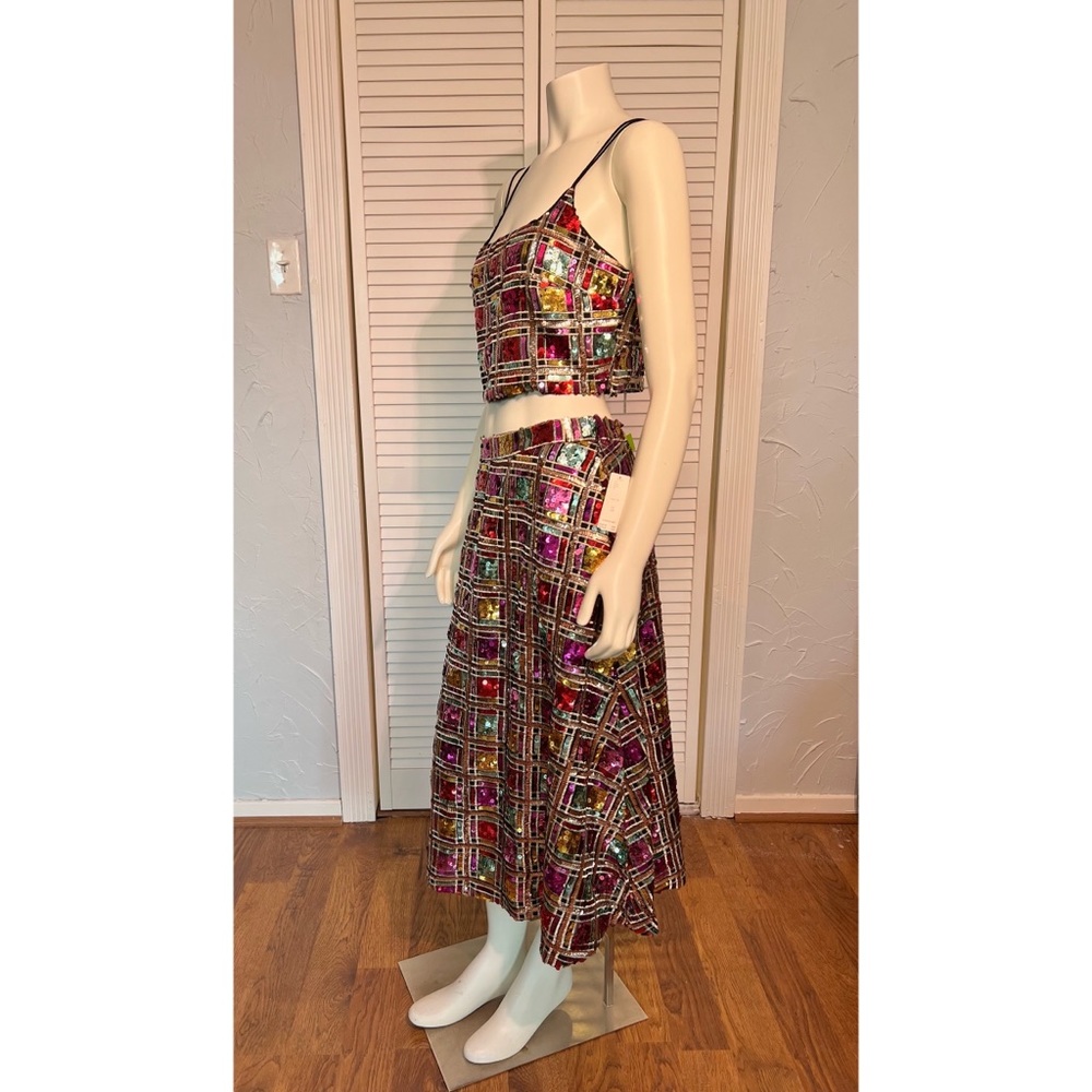 NWT Anthropologie Maeve Sequined Deco Skirt Set - Picture 4 of 8